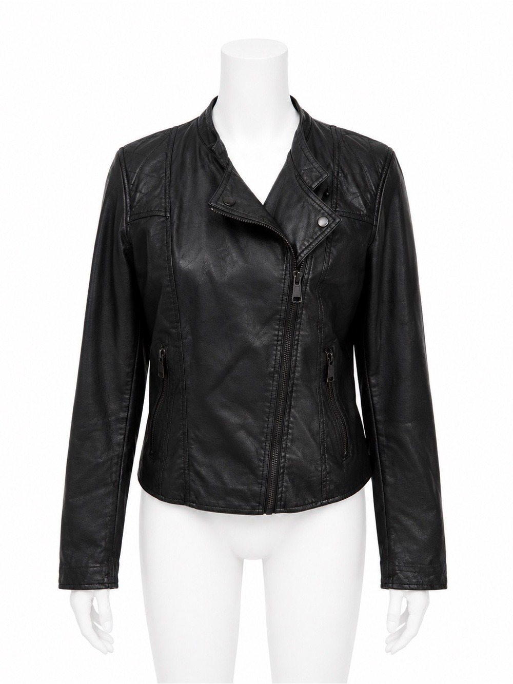 Ci Sono Vegan Leather Moto Jacket Black Asymmetrical Zip Large